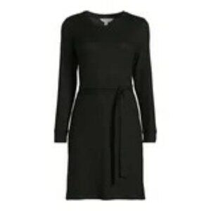 Time & Tru Black Knit Sweater Mini Dress Size XL Minimalist Goth  Classic LBD